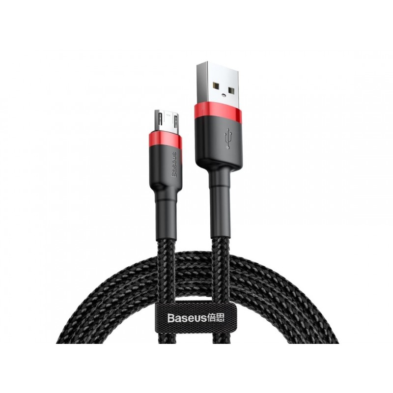 Baseus Cafule Micro‑USB 2.4A - Preto e vermelho